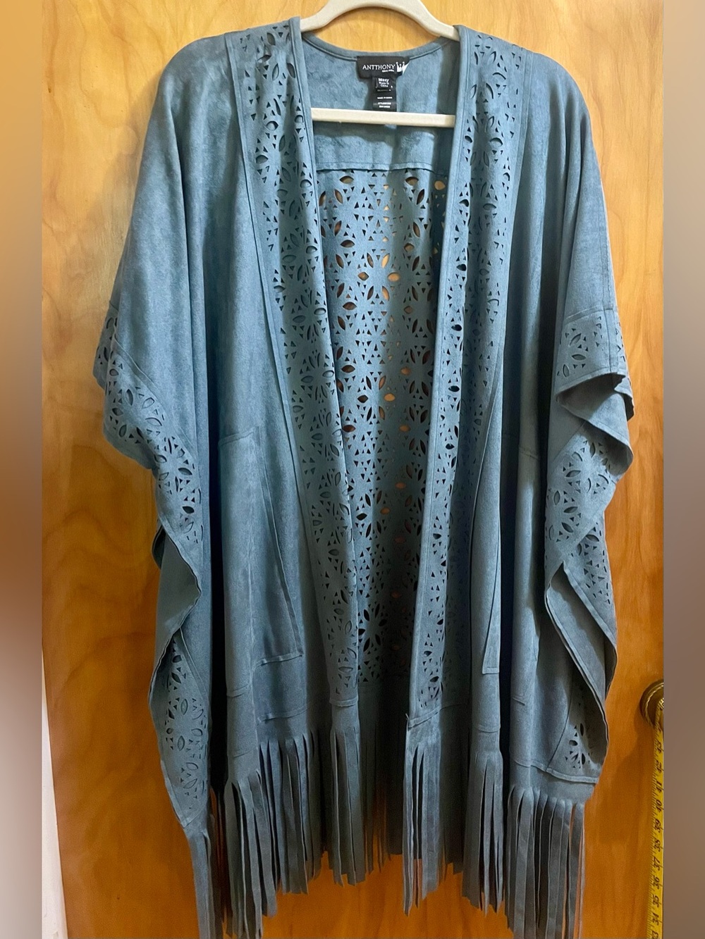 Antthony Original HSN Blue Laser-Cut Fringe Kimono